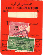 Carte D'acces à Bord Années 1960 Formalité Taxe D 'embarquement Aérodrome - Tunisia (1956-...)