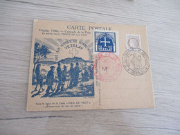 FRANCE Carte Postale Illustrée Vézelay 1946 Croisade De La Paie Avec Illustration Dont Scout Vignette Cachets... - Cachets Commémoratifs