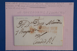 #17 ESPAGNE  BELLE LETTRE 1824 MANCHA BAJA   MANZANARES  A  CIUDAD REAL ++CACHETS ROUGES ++ AFFRANCH.  INTERESSANT - ...-1850 Prefilatelia