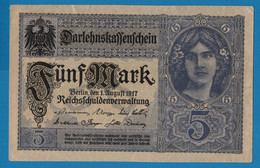 DEUTSCHES REICH 5 MARK 01.08.1917 # Y.10767162 P# 56a DARLEHENSKASSENSCHEINE - Reichsschuldenverwaltung