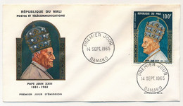 MALI => Envel. FDC => 100F - Papa Jean XXIII - 14 Sept 1965 - Bamako - Mali (1959-...)