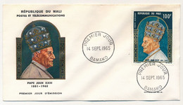 MALI => Envel. FDC => 100F - Papa Jean XXIII - 14 Sept 1965 - Bamako - Malí (1959-...)