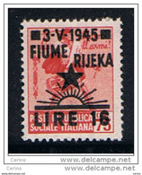 FIUME - OCC. JUGOSLAVA: 1945  SOPRASTAMPATO  -  £.16/75 C. ROSA  CARMINIO  N. -  NO  FILIGRANA  -  SASS. 21 - SPL. - RR - Occup. Iugoslava: Fiume