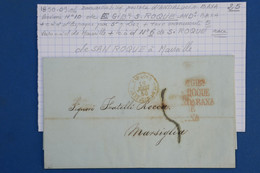 #18 ESPAGNE BELLE LETTRE 1850  ANDALUCIA  BAJA  GIBILTERRA SAN ROQUE VIA ST JEAN DE LUZ A MARSEILLE+AFFR. INTERESSANT + - ...-1850 Prefilatelia