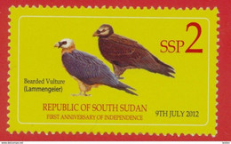 SOUTH SUDAN MNH 2 SSP Birds Bearded Vulture Lammergeier Oiseaux SOUDAN Du Sud Südsudan - South Sudan