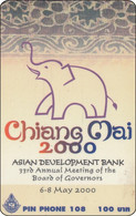 Thailand Pin Phone 108 Phonecard  Elefant Chiang Mai 2000 Kat.145 - Non Classificati