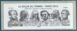 LISA (ATM) P *0.89 EUR Sur Papier Amitié Franco-américaine - Salon Du Timbre - Paris 2012 - 2010-... Vignettes Illustrées