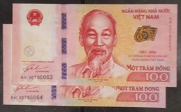 02 Vietnam Viet Nam 100 Dong UNC Consecutive Banknote Notes 2016 / 02 Photos - Viêt-Nam