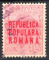 Romania 1947 - Stempelmarke - Fiscal Tax Revenue Stamp 10 LEI - Overprint Republica Populară Română - Fiscali