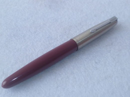 Vintage ! Authentic Crest Silver Cap Burgundy Fountain Pen Japan (#69) - Stylos