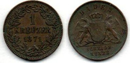 Baden 1 Kreuzer 1871 TTB - Monetari/ Di Necessità