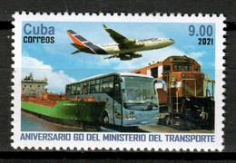 Cuba 2021 / Transport Bus Train Ship Aviation MNH Transportes Avión Tren Barco Züge Schiffe Luftfahrt / Cu19725  C4-2 - Sin Clasificación