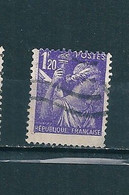 N° 651 Iris 1,20F Violet  France Timbre Oblitéré 1944 ( Piquage à Cheval) - Usati