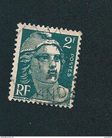 N°  713  Marianne De Gandon 2 F Vert 1945 Timbre France Variété Oblitéré Fond Ligné - Oblitérés