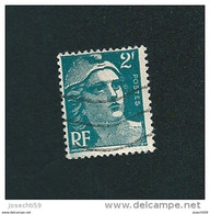 713 Marianne De Gandon 2 F Vert Timbre De 1945 Oblitéré Timbre France Variété 2 Cassé En Haut - Gebruikt