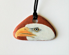 American Bald Eagle Hand Painted On A Terracotta Tile Pendant - Pendants