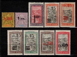 Madagascar  - 1921  -  Tb Antérieurs Surch   - N° 122 à 130 Sauf 124  - Neufs * - MLH - Ungebraucht