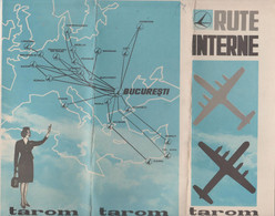 TAROM - Rute Interne / Vintage Flight Route Map / Agentii Romania - Revistas De Abordo