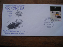 1989 Micronesia FDC 20e First Man On The Moon Apollo 11  Premier Homme Sur La Lune 20e Anniversaire - Oceanía