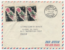 DAHOMEY - Env. Depuis Cotonou (Dahomey) 27/4/1967 Affr 10F Scoutisme X3 - Benin - Dahomey (1960-...)