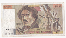 100 Francs Delacroix 1980 Alphabet W.27 N 606949,  Billet Ayant Circulé - 100 F 1978-1995 ''Delacroix''