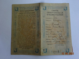 BOURGOIN 38 ISERE CARTE INDIVIDUELLE D'ALIMENTATION 1920 TICKETS SUCRE  2 CARTES - Documentos Históricos