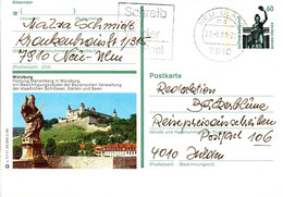 (BP6) BRD Bildpostk. 60Pf. WSt.Sehenswürdigkeiten Bavaria München P139 U 7/111 "Würzburg" MWSt. 27.9.91 NEU-ULM - Cartoline Illustrate - Usati