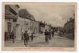 CPA Les Vosges Illustrées Chatenois 88 La Grande Rue Route De Mannecourt Belle Animation Hommes à Vélo édit Bouteiller - Chatenois