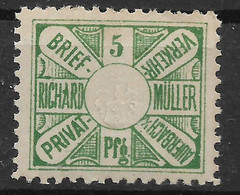 Privatpost Auerbach Schöner Postfrischer Wert Der Ausgabe Der Privat-Brief-Verkehr-Gesellschaft  Von 1887 - Privatpost