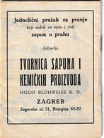CROATIA  --  NDH  --  NEZAVISNA DRZAVA HRVATSKA  --  ZAJEDNICA ZA TEHNICKE MASTI , ZAGREB  1942  --  TVORNICA SAPUNA  - - Non Classés