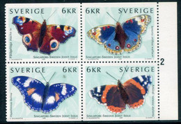 SWEDEN 1999 Butterflies MNH / **    Michel 2125-28 - Unused Stamps