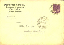 1934, "Deutsches Komsulat In Curityba (Parana, Brasilien). Brief Nach Deutschland. - Other & Unclassified