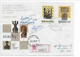 Polen Lublin 1974; Checc Schach Szacowy Ajedrez; Signed By Winners Of The Tournament - Other & Unclassified