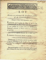 1791 REVOLUTION CONDAMNATION TRAITEMENT SALAIRE DES ACCUSATEURS PUBLICS - Decrees & Laws