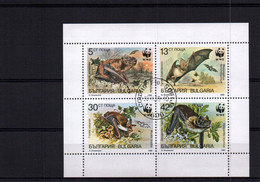 7599 BLOC  De 4  TIMBRES CHAUVE SOURIS BULGARIE  Oblitéré 30 11 89 - Bats