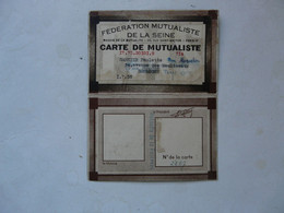 VIEUX PAPIERS - CARTE DE MUTUALISTE 1936 - FEDERATION MUTUALISTE DELA SEINE - Cartes De Membre