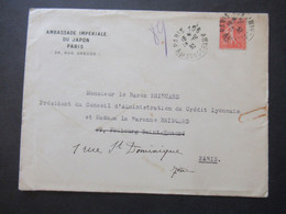 Frankreich 1930 Umschlag Mit Original Einladungskarte Ambassade Imperiale Du Japon Paris / Prince Takamatsu - Storia Postale