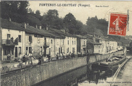 88 - Vosges - FONTENOY LE CHATEAU - Rue Du Canal - Péniche - Animée - Other & Unclassified