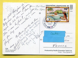 YT No. 520 Affranchie Aux îles Du Vent / CP HUAHINE , Map , Carte Geo 1997. Polynesie - Polynésie Française