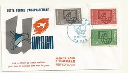 FDC TIMBRES DE SERVICE  UNESCO  17/12/1966  COTE  4.50  EUROS - Cartas & Documentos