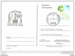 248 - 50 - Entier Postal Nations Unies Vienne Cachet Spécial Stampex 1985 London - Storia Postale