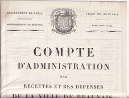 Delcampe - Beauvais (Oise 60) COMPTE D' ADMINISTRATION De La Ville De Beauvais Pour 1929 - 16 Grandes Pages De 39 X 26cm - Picardie - Nord-Pas-de-Calais
