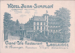 Lausanne VD Av. De La Gare, Hôtel Jura Simplon, Grand Café Restaurant B. Bisinger Propriétaire, Plan Au Dos (98) 10x14 - VD Vaud