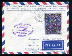 Enveloppe 1er Vol Paris Hambourg En 1965 - J 54 - 1960-.... Covers & Documents