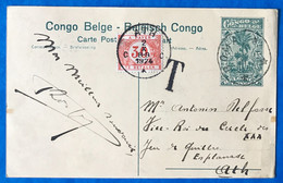 Congo Belge, Entier Taxé Pour Ath, Belgique 1924 - (B458) - Lettres & Documents