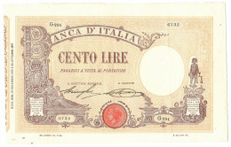 100 LIRE BARBETTI GRANDE B MATRICE LATERALE TESTINA DECRETO 13/11/1919 SPL+ - Regno D'Italia – Autres