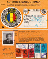 AUTOMOBILE CLUB ROUMAIN / AUTOMOBIL CLUBUL ROMÂN - CARTE De MEMBRE - 5 TIMBRES - 1974 - CINDERELLA - RRR ! (aj829) - Fiscales