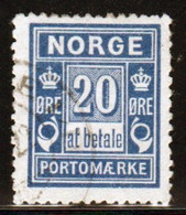 Norway 1889 Single 20 Ore Postage Due Stamp From The Set In Fine Used - Oblitérés