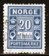 Norway 1889 Single 20 Ore Postage Due Stamp From The Set In Fine Used - Usados