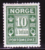 Norway 1922 Single 10 Ore Postage Due Stamp From The Set In Mounted Mint - Ungebraucht